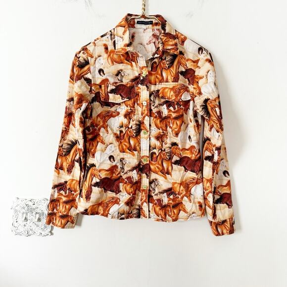 Anthropologie Tops - Rare Vintage 90s Anthropologie Wild Horse Blouse Western Cowgirl Shirt S